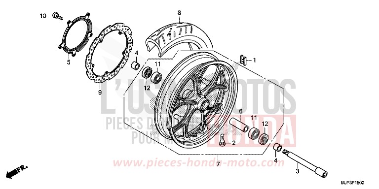 FRONT WHEEL for CTX700 ABS PEARL FADELESS WHITE (NH341) from 2014
